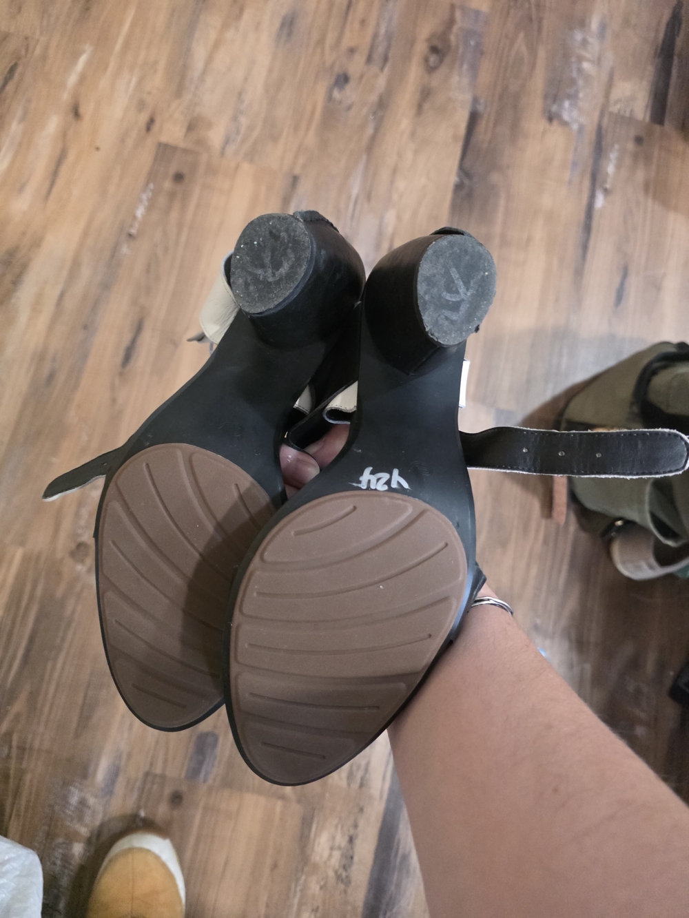 Pact Black Ankle-Strap Block Heel Sandals